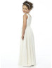 Ivory Pleated Chiffon Ankle Length Junior Bridesmaid Dress With Bows